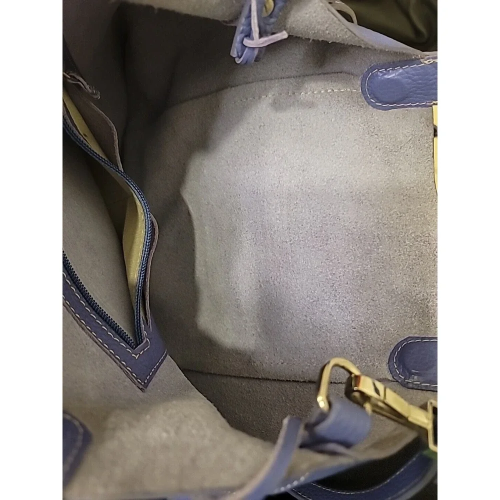 Faiez Halabi Pebbled Leather Shoulder Hobo Bag‎ Black Blue Bueno Aires